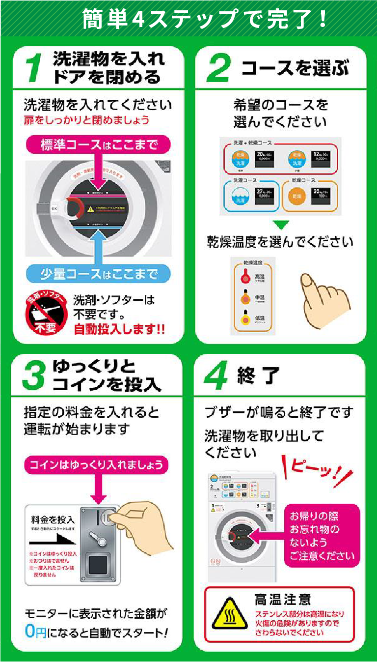 コインランドリーの使い方 ｜コインランドリーBROOK（ブルック）